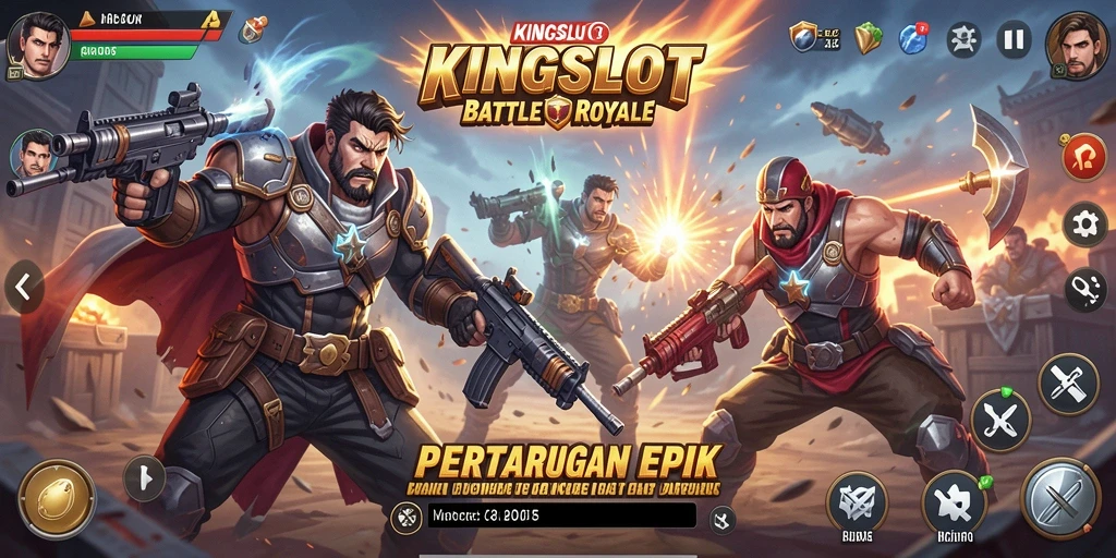Tampilan gameplay KINGSLOT yang seru dalam pertempuran Battle Royale.