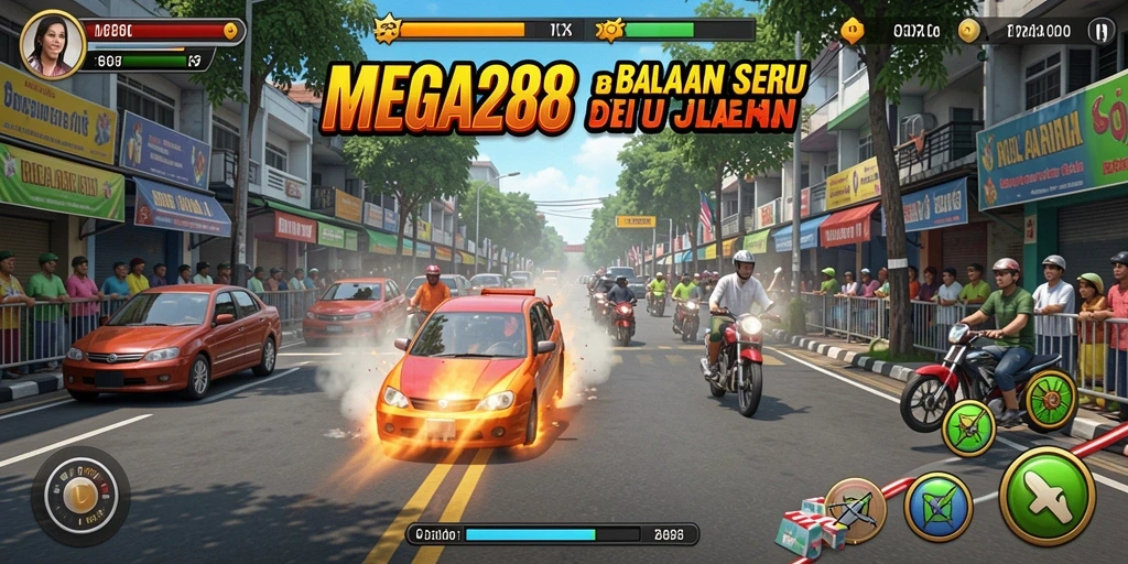 Screenshot gameplay balapan menegangkan di MEGA288.