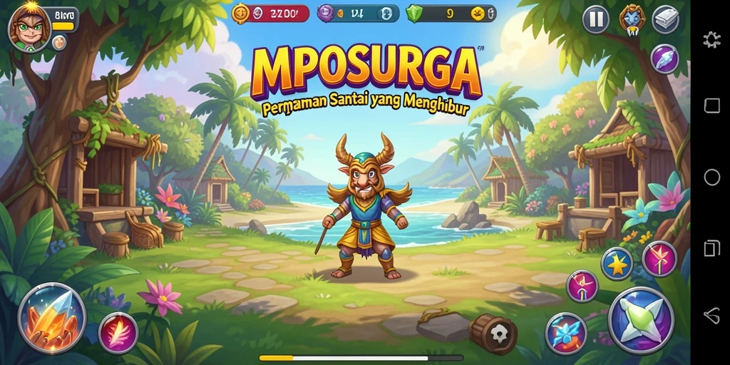 Tampilan gameplay MPOSURGA yang ceria dan menarik.