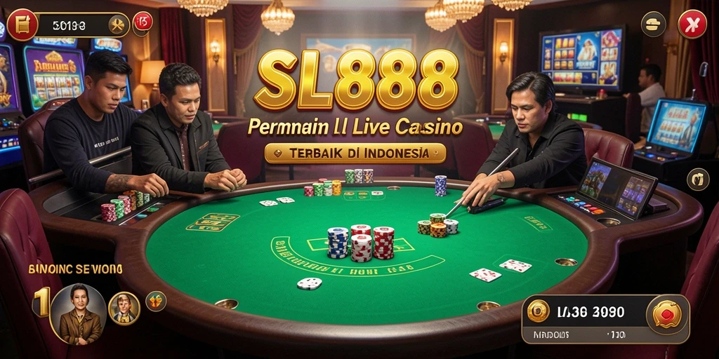 Tampilan gameplay SL888 dengan suasana kasino langsung yang menyenangkan.